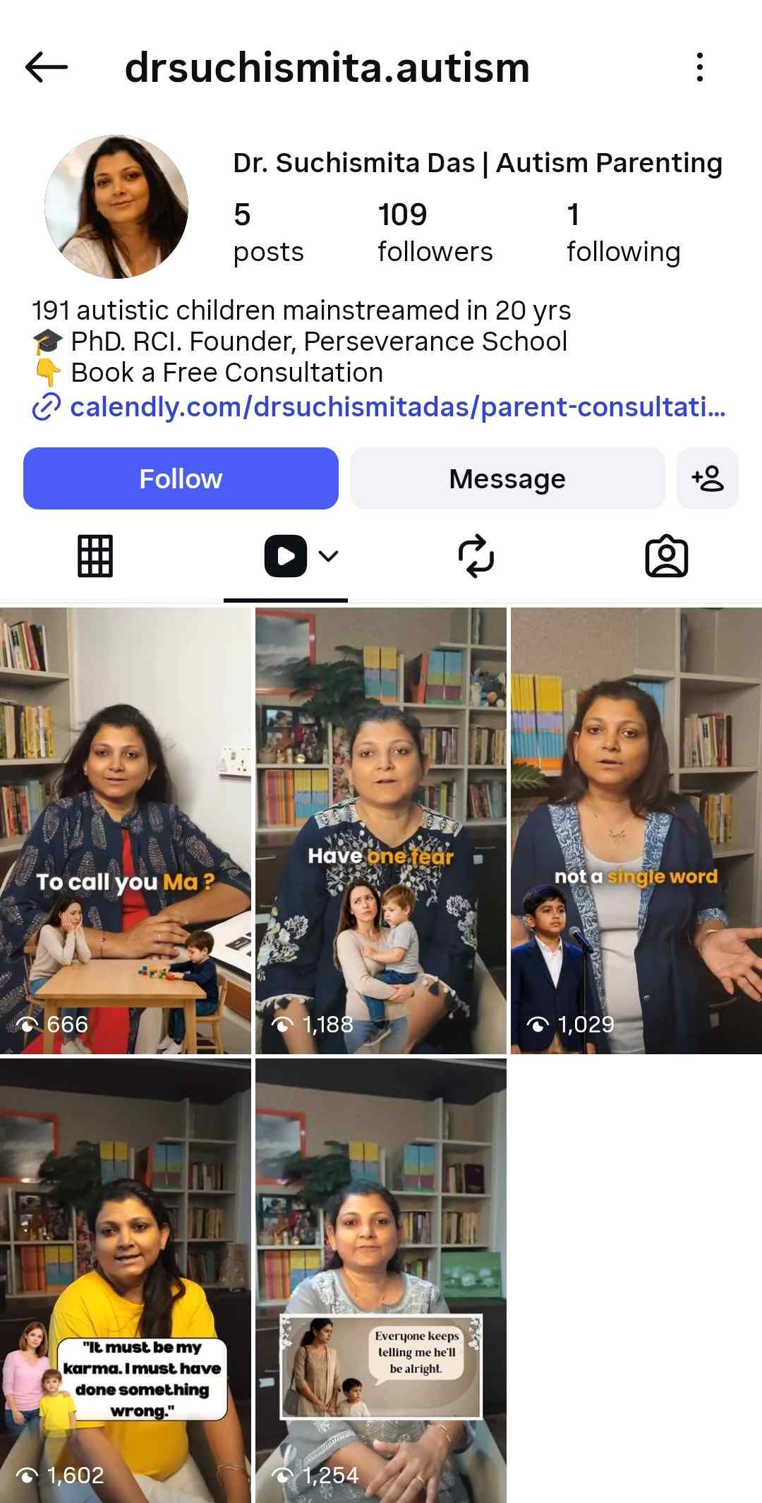 Dr Suchismita Das autism parenting profile