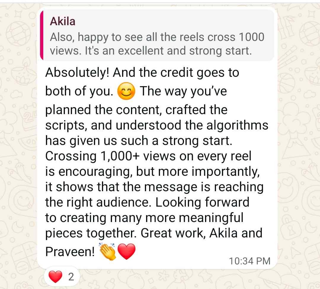 Suchismita's appreciation for a strong start